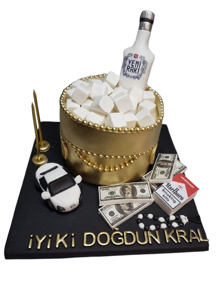 Lüks Rakı Sofrası Temalı Butik Pasta