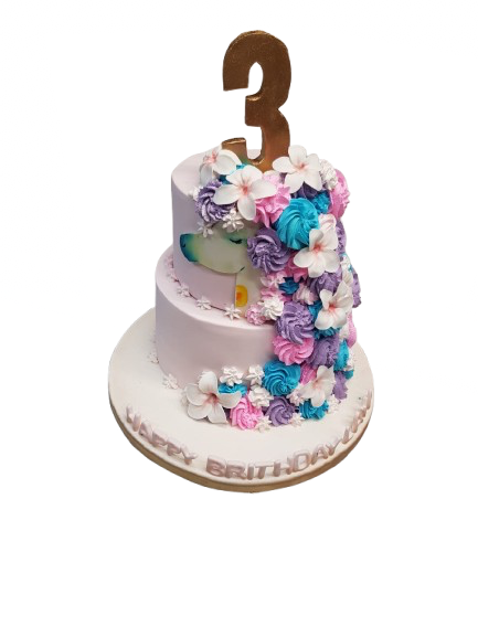 Pastel Çiçekli 3 Yaş Butik Pasta