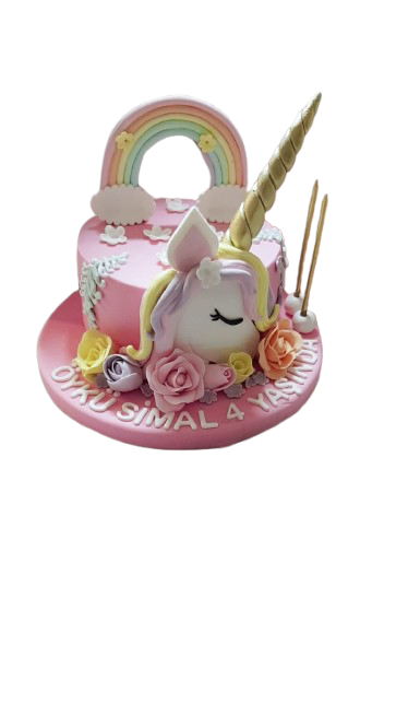 Gökkuşağı Unicorn Temalı Butik Pasta